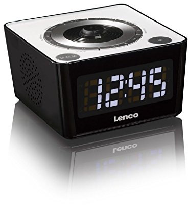 Lenco Radiowecker CR-16 weiß Uhrenradio mit Funkuhr mit PLL FM Tuner und 180 Grad Projektion inkl. FOK