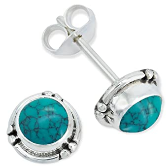 Ohrstecker 925 Silber Türkis Edelstein Ohrringe echt Silber Damen Sterling Silber Stecker Geschenk(MOS-027-15)