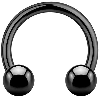 Treuheld Piercing Hufeisen - Stahl - Schwarz - 1.6mm [03.] - 1.6 x 12 mm (Kugeln: 4mm)