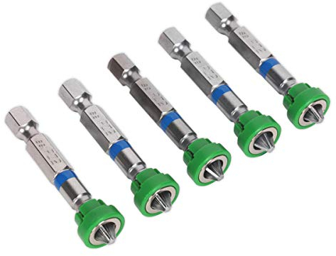 Sealey Ak210523 Power Tool Bit Pozi #2 with Magnetic Holder S2 50Mm Pack of 5