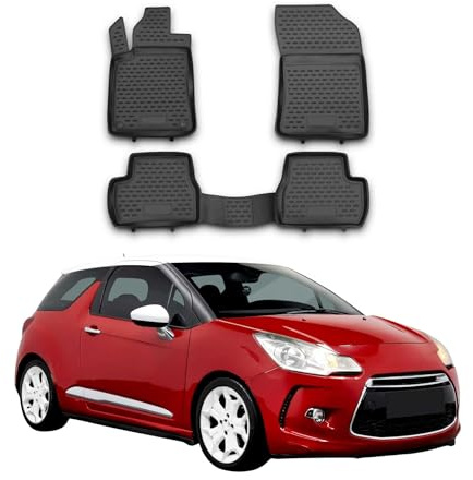 OMAC Gummimatten Fußmatten kompatibel mit Citroen DS3 2010-2019 TPE Automatten Schwarz 4X