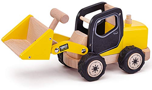 Tidlo T0413 Wooden Front End Loader Construction Vehicles,Multicoloured,14.5x12.5x 33 cm