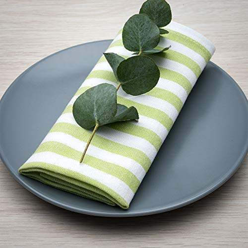 FILU Servietten 8er Pack Hellgrün/Weiß gestreift (Farbe und Design wählbar) 45 x 45 cm - Stoffserviette aus 100% Baumwolle im skandinavischen Landhausstil