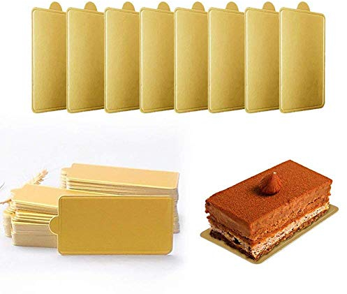 Alohha - Decoración cuadrada de cartón dorado, 100 platos de papel para tartas, base de tabla de postre, a prueba de grasa y congelador, cartón de pastelería duradero