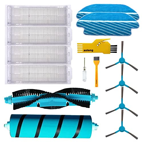 aotengou Kit de accesorios de repuesto para aspiradora robot Cecotec Conga 3490 3790 3590 3390 3290 3690 12 paquetes con 2 cepillos principales y 4 filtros y 4 cepillos laterales y 2 trapeadores