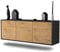 Dekati Lowboard Virginia Beach hängend (136x47x35cm) Korpus anthrazit matt - Front Holz-Design Eiche - Push to Open - hochwertige Leichtlaufschienen