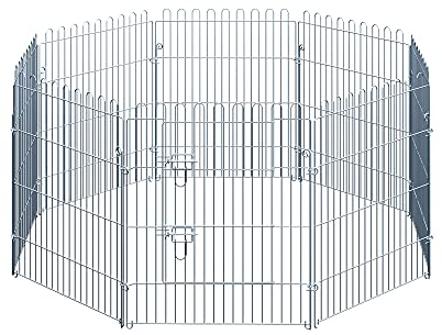 PawHut Freilaufgehege Welpenauslauf Welpenzaun Laufstall Welpengitter für Tiere 8-teilig B63 x H76 cm