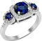 Dazzlingrock Collection Runde Verlobungsring, synthetisch, rosa Saphir und natürlicher weißer Diamant, Damen, 3 Steine, Halo-Stil, Sterlingsilber, Größe 7, Hergestellt Saphir Natürlicher weißer