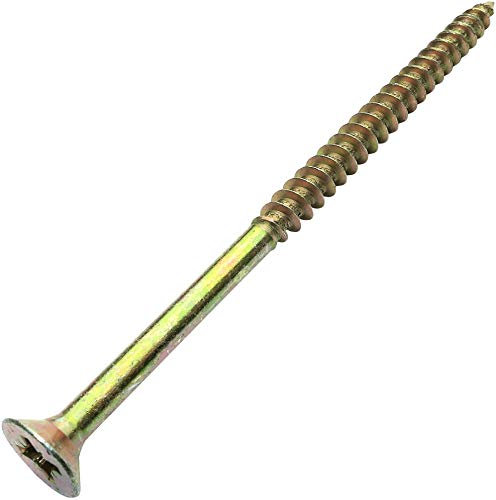 Aerzetix - C45171 - Lot de 100 - Vis à Bois - Ø4.5x80mm - en Acier Laitonné Métal - Tête Fraisée - à Empreinte Cruciforme Pozidriv - Couleur Laitonné