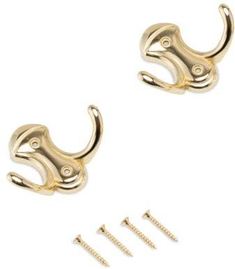 2 Vintage Garderobenhaken Wandhaken Antik, Gold - Stabile retro Kleiderhaken für Flur & Garderobe (66 mm)