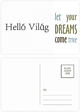 Hello World Ungarisches Art Deco Geschenk Fashion Dream Come True, Postkarten-Set Dankeskarten 20 Stück