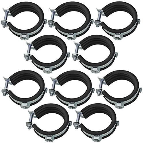 10 Stück Set Gelenk Rohrschellen aus Stahl verzinkt Spannbereich 20 bis 23 mm Rohr Außendurchmesser 1/2 Zoll mit Schallschutz Gummi Einlage Befestigung Halterung