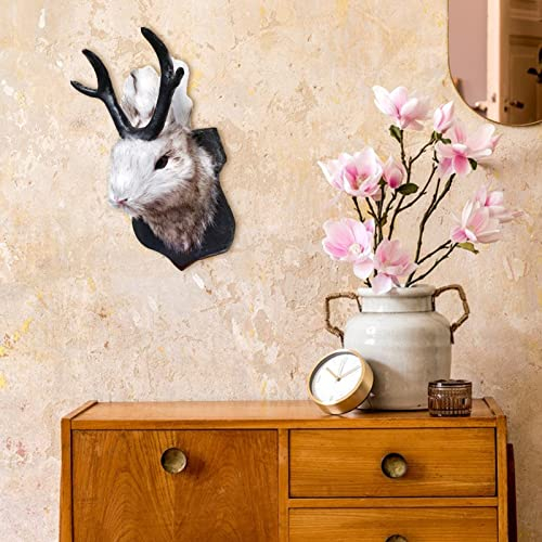 Elchkopf Wanddeko Ostern Deko Wanddekoration Hirschkopf mit Geweih, Wanddeko Hirsch Wanddekoration Deer Hirschkopf Harz Hirsch Wanddekoration Elch Hase Deko Figure Wanddekoration (A)
