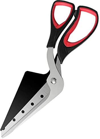 XLKJ Coupe Pizza avec Pelle, Ciseaux à Pizza en Acier Inoxydable, avec Poignées Anti-dérapantes, Ciseaux de Cuisine Multifonctionnels, 27CM