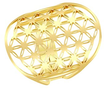 AFSTALR Bague Réglable en Acier Inoxydable pour Femme, Géométrie Fleur de Vie Bague, Réglable Géométrie Bijoux tendance pour femme (Or-3)