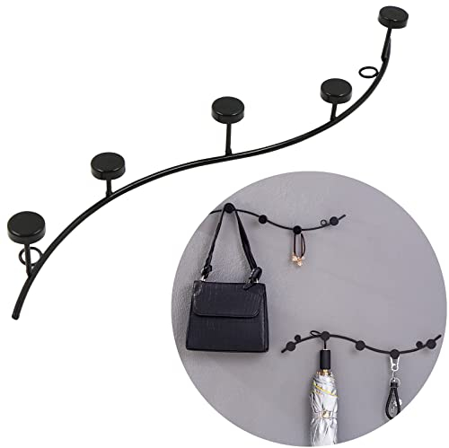 lemgyiamz Ganci Appendiabiti Da Muro, a binario - Parete In Metallo, Creativi Semplici Decorazione Della Casa Ingresso Camera Letto Dietro La Porta Bagno, Nero 1 Pezzi