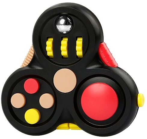 Jagowa Fidget Pad - 11 Function Toy Age 6+ for Stress and Anxiety Relief - Perfect Game for ADHD, ADD (Black)