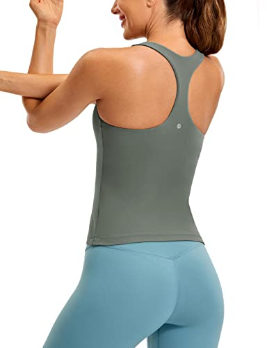 CRZ YOGA Damen Butterluxe Tank Tops Racerback Sport Top Yoga Fitness Oberteil Tanktops mit Integriertem BH Grauer Salbei 38