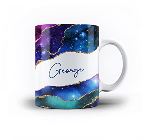 iCaseDesigner Personalised Marble Agate Swirl with Name on 11oz Ceramic Mug. 5. Colourful Galaxy Marble