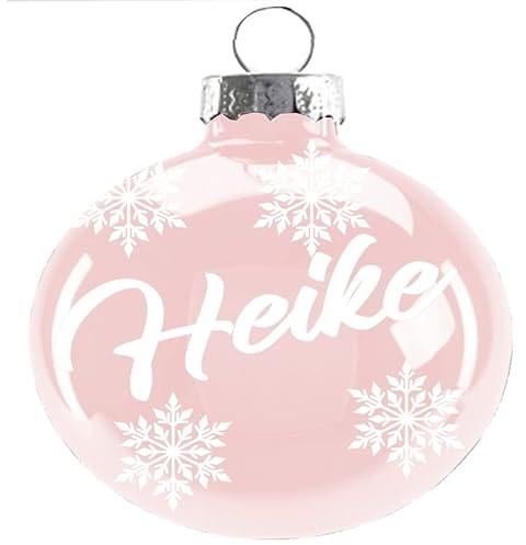 Weihnachtskugel mit Name Bedruckte aus Glas 10cm Wunschtext | Matt &Glänzend Personalisierte Christbaumkugel Groß | Weihnachten, Weihnachtsbaumschmuck | Kugeln (Glänzend, Rosa)