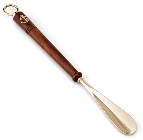 NKlaus chausse-pied 46cm long en laiton doré avec manche en bois chausse-pied stable 11729