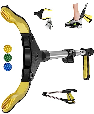 SLAH 32inches Litter Pickers with Shoe Horn, Grabber Stick, Helping Hand Grabber for Disabled, Litter Pickers for Adults, Litter Picker Kids, Rubbish Picker Grabber, Pick Up Stick Grabber (Yellow)