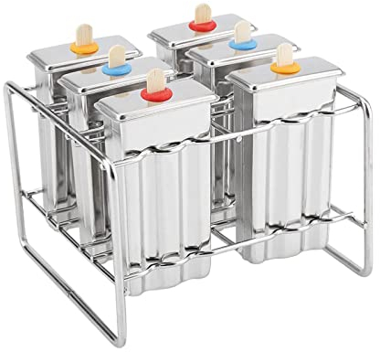 Stainless Steel Popsicle Mold, Ice Pop Mold with Stick Holder, Base Lolly Maker Set Ice Pop Mold DIY Ice Cream Mould Maker(Flat Head)