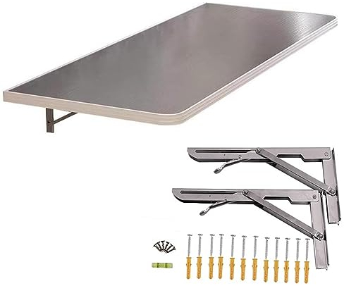 Klappbarer Küchentisch, Wandklapptisch, Wetterfest Schwimmender Schreibtisch aus Edelstahl (Color : Silber, Size : 70x30cm/28x12in)