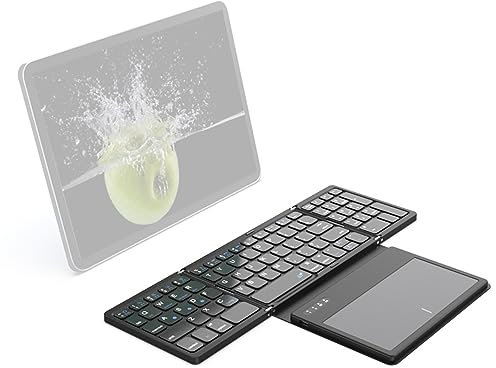 Docooler Tastiera senza fili ultra sottile Quattro volte con grande touchpad BT tastiera Tablet Tastiera silenziosa