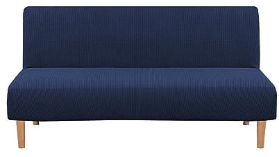 DEZYPZAM Armloser Sofabezug, Sofa Cover Without Armrest, Armless Bed Cover, Throw Protective Stretch Washable Non-Slip, for Folding Couch Without (Navy Blau)