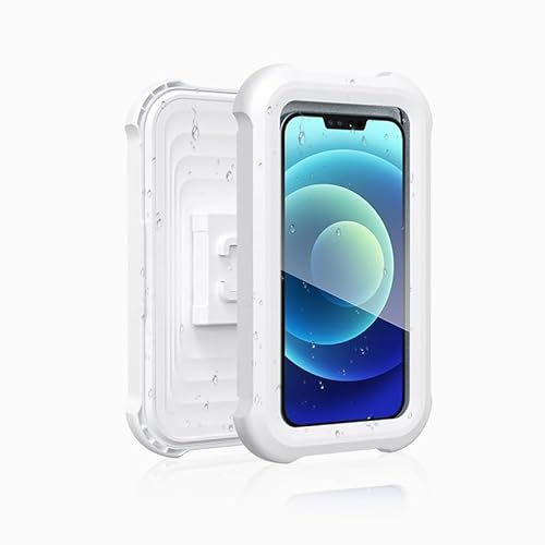 Eight Space Handyhalterung Dusche, Wandhalterung Handy Ständer,480°Drehbar Wasserdichter und Anti-Nebel High-Definition Touchscreen Telefonhalter, geeignet für Smartphones unter 7 Zoll(Weiß)