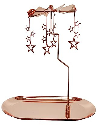 Kingnero Bougeoir Rotatif avec Plateau, Spinner - Bougeoir Rotatif - Carrousel - Bougie pour Noël, la Saint-Valentin, la fête et Cadeau (étoile Or Rose)