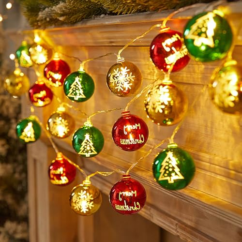 ACAREY Weihnachtsdeko Weihnachtsstern Lichterkette 1.5M Weihnachtskugeln Lichter mit 10 LEDs, Christbaumkugeln Stern Lichterkette für Christbaumschmuck, Weihnachtsfeier, Weihnachtsdeko Fenster