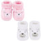 LACOFIA 2 Paia Scarpine a Maglia Neonata Stivaletti Morbide per Neonati 0-3 Mesi Volpe Rosa+Orso Bianco