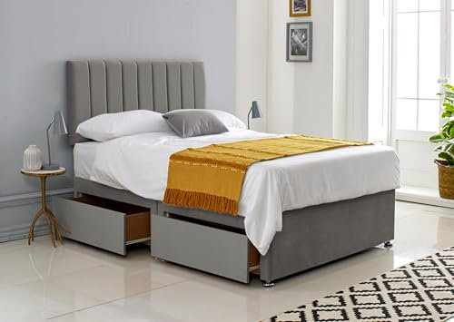 ComfoRest - Elegant 6FT Super King Bed with Mattress Included | Premium Set featuring 2 Spacious Drawers | Comfortable Design for Relaxed and Organised Living (Grey Plush)