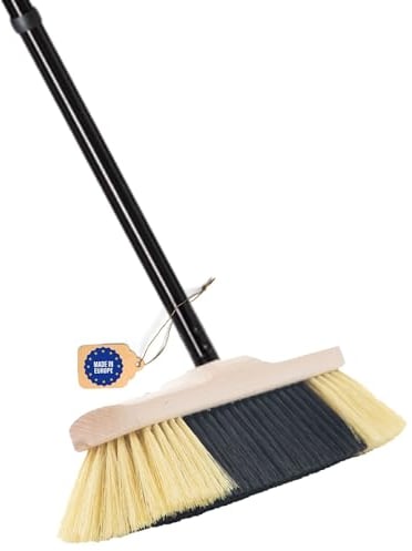 Novaliv Escoba de habitación con mango estable, cerdas de plástico, cerdas suaves, densas, escoba para armario, escoba de madera, 4 piezas, mango de polipropileno, cerdas artificiales para laminado y