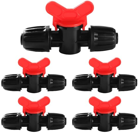 VooGenzek 5 Piezas 16mm Válvula de Interruptor de Riego de Goteo, Interruptor de Válvula de Tubería Jardín, Válvulas de Puerta de Bloqueo de Púas para Tubo de Goteo de 16mm, Negro