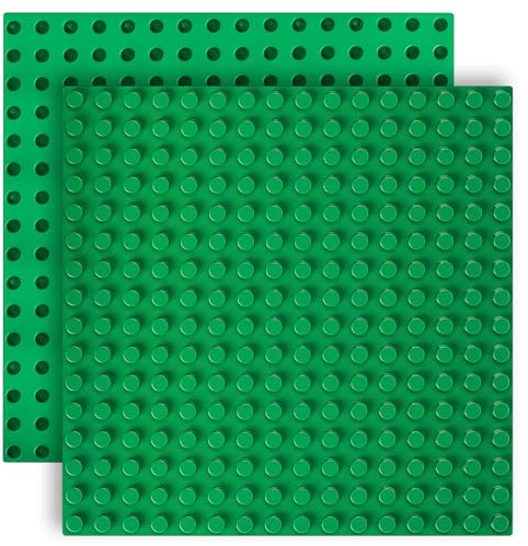 2 Pcs Placa de Construcción Compatible con Lego Duplo, Placa Base de 25x25cm, Juego de Placas Verdes Compatible con Lego, Juego Creativo, Verdes