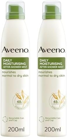 Aveeno Daily Moisturising After-Shower Mist, Formulated With Oats, Suitable For Sensitive Skin, Non-Greasy Fast Absorbing Spray, Locks In Moisture 48h, 200ml (Pack of 2)
