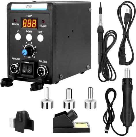 Anveltech 750W 2 in 1 Digital Soldering Station, Digital Desoldering Station with Air Gun and Soldering Iron, Used in Crafts, Watch Repair, Wire Soldering