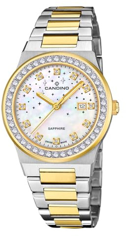 Candino Swiss Damenuhr Analog aus Edelstahl 316l Multi | Quarzwerk, Widerstandsfähiges Saphirglas, Wasserdicht 5 ATM, Kalender C4750/1