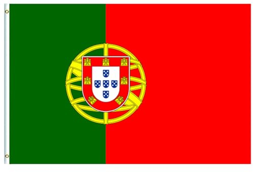 Portugal Flagge Groß Portugal Fahne 90x150cm,Portugiesisch Flagge Nationalflagge Oly Flagge Portugal Fanartikel Portugal Flag mit Messing-Ösen für Oly Deko 2024,Euro Fußball EM Fahne