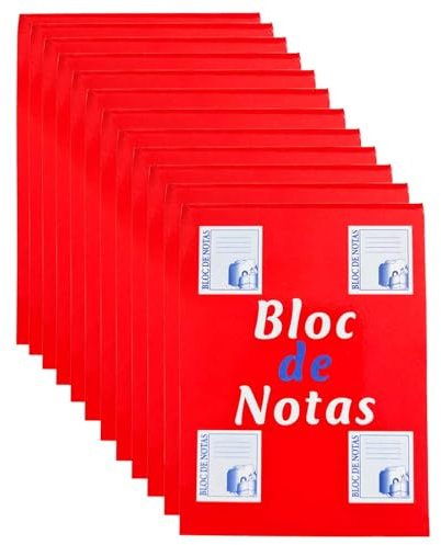 Tradineur - Pack de 12 tacos de notas blancas, 125 hojas lisas, incluyen matriz de corte y tapas de cartón, anotaciones - 120 x 88 mm