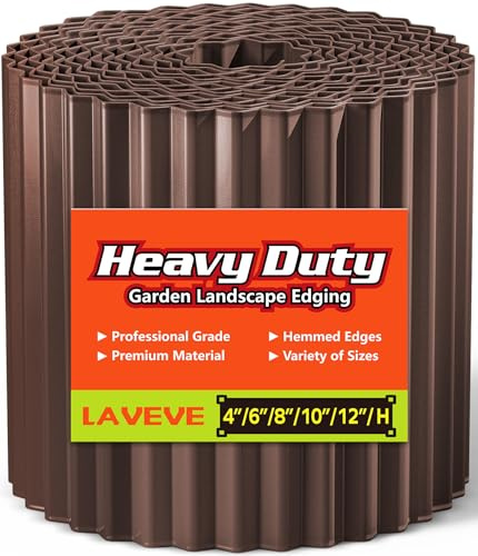 LAVEVE Wellmetall-Garteneinfassung, 20,3 cm x 6 m, Landschaftseinfassung für Rasen, Blumenbeet, Gartenzaun, Pflastersteineinfassung (braun)