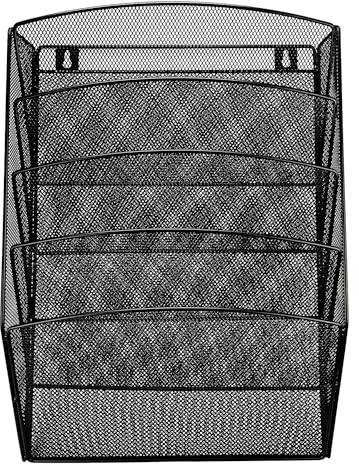 Netuno 1 porte-documents mural noir 43,5 x 7,8 x 30,8 cm mural de rangement porte-revues en métal classeur mural en maille métallique organisateur mural de fichiers dossiers organisateur à suspendre