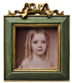 SYLVIA'S SHOP Kleiner Vintage-Bilderrahmen, 7,6 x 7,6 cm, klein, antiker kunstvoller quadratischer Bilderrahmen, für Tischplatte und Wanddekoration, Retro-Heimdekoration, Fotogalerie-Kunst, Grün