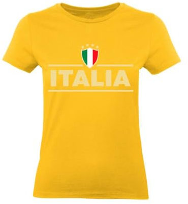 M-Italy T-Shirt Donna - Italia Fan Calcio - Maglietta Super vestibilità Top qualità (IT, Testo, M, Regular, Regular, Giallo)