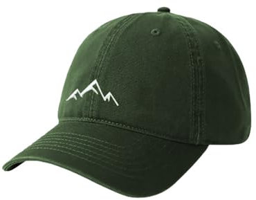 YULOONG Einfarbig Baseball Cap Mens Berggipfel Peak Stickerei Baseball Hüte Klassische Gewaschene Baumwolle Dad Cap Frauen Outdoor Sport Cap Einstellbar Grün