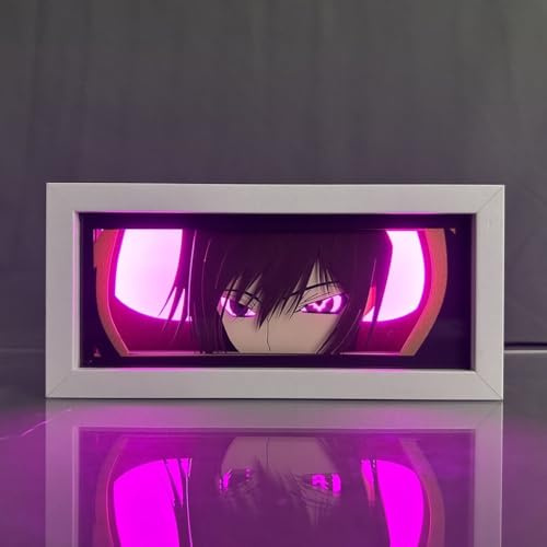 Zhongkaihua Anime Light Box Lampe LED 3D Nachtlicht Kunstschnitt Papier Schnitzerei Code Geass Lelouch of The Rebellion Figur Lampe Home Room Desk Dekorationen
