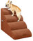Deconovo Hundetreppe für Kleine Hunde 4 Stufen, Abnehmbare Waschbare Hunderampe mit Rutschfestem Bezug, Haustiertreppe für Sofa Bett, Katzentreppe für Haustiere mit Gelenkproblemen, 72x40x50 cm, Braun